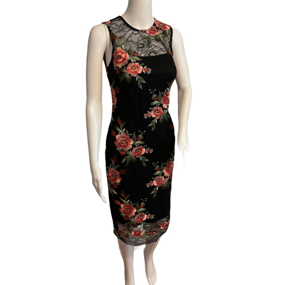 CK 🖤 Calvin Klein black dress 🖤 lace embroidered midi 🌺